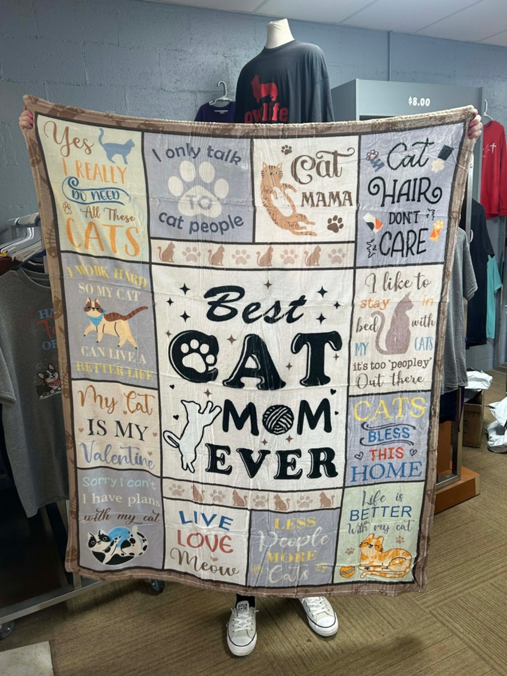 Throw Blanket  50“ x 60” cat mom